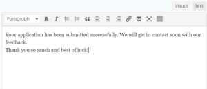 untap tech platform screenshot of applicant email editor for receipt confirmation